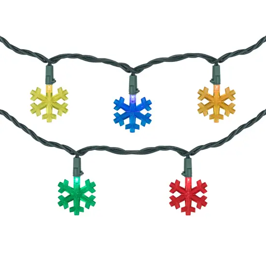 Northlight LED Snowflake Shaped Christmas Light Set - MultiColor - 4' Green Wire - 10ct {3}