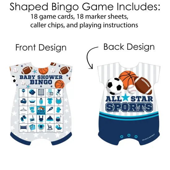 Big Dot of Happiness Go, Fight, Win - Sports - Picture Bingo Cards and Markers - Baby Shower Shaped Bingo Game - Set of 18 {4}