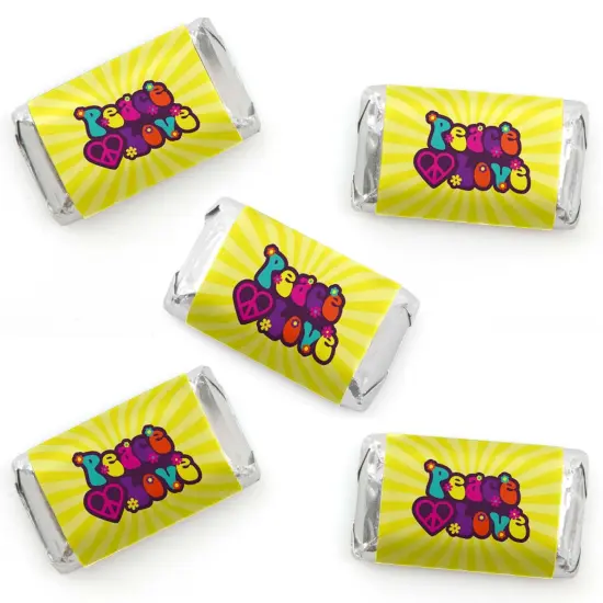 Big Dot of Happiness 60's Hippie - Mini Candy Bar Wrapper Stickers - 1960s Groovy Party Small Favors - 40 Count {1}
