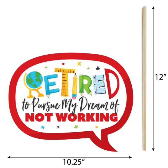 Big Dot of Happiness Funny Teacher Retirement - Happy Retirement Party Photo Booth Props Kit - 10 Piece {6}