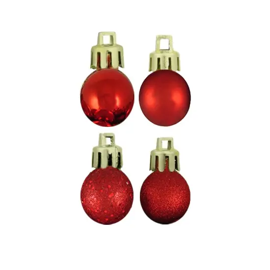 Northlight Shatterproof 4-Finish Christmas Ball Ornaments - 1.25" (30mm) - Red - 18ct {1}
