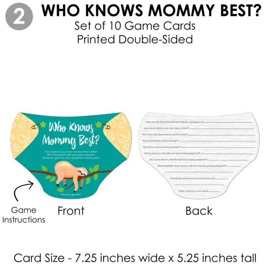 Big Dot of Happiness Let&rsquo;s Hang - Sloth - 4 Baby Shower Games - 10 Cards Each - Gamerific Bundle {7}