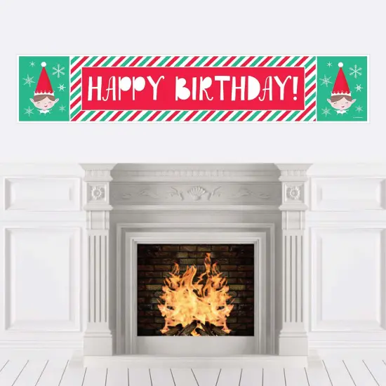 Big Dot of Happiness Elf Squad - Kids Elf Christmas and Happy Birthday Decorations Party Banner {1}