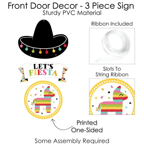 Big Dot of Happiness Let's Fiesta - Hanging Porch Fiesta Outdoor Decorations - Front Door Decor - 3 Piece Sign {6}