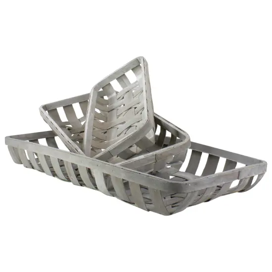 Raz Set of 3 White Washed Rectangular Woven Baskets 32.75" {1}
