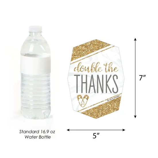 Big Dot of Happiness It's Twins - Shaped Thank You Cards - Gold Twins Baby Shower Thank You Note Cards with Envelopes - Set of 12 {7}