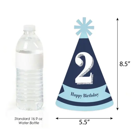 Big Dot of Happiness 2nd Birthday Boy - Two Much Fun - Cone Happy Second Birthday Party Hats for Kids and Adults - Set of 8 (Standard Size) {4}