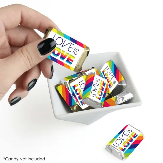 Big Dot of Happiness Love is Love - Pride - Mini Candy Bar Wrapper Stickers - Rainbow Party Small Favors - 40 Count {3}