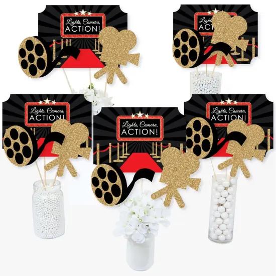 Big Dot of Happiness Red Carpet - Movie Night Party Centerpiece Sticks - Table Toppers - Set of 15 {3}
