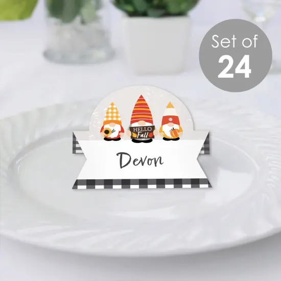 Big Dot of Happiness Fall Gnomes - Autumn Harvest Party Tent Buffet Card - Table Setting Name Place Cards - Set of 24 {3}