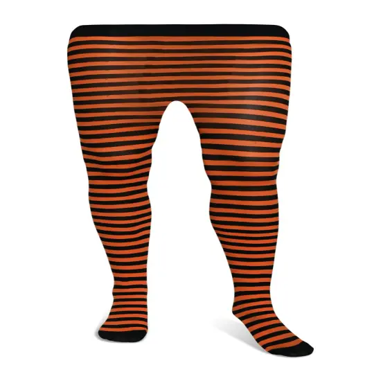 Black and Orange Tights - Striped Nylon Stretch Pantyhose Stocking Accessories for Every Day Attire and Costumes for Teens and Children {1}