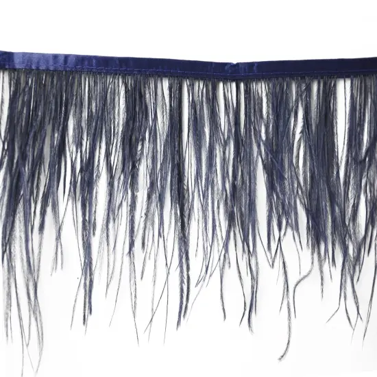 Belagio Ostrich Feather Trim, 6" Wide, 10-Yard Bolt, Navy Blue {1}