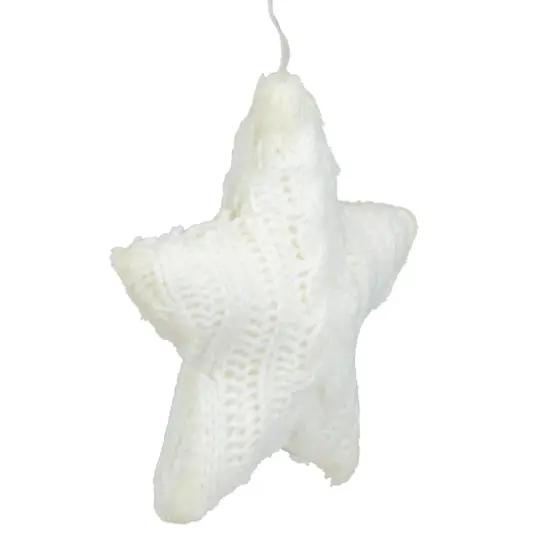 Northlight Plush Cable Knitted Star Hanging Christmas Ornament - 4" - Cream White Ivory {4}