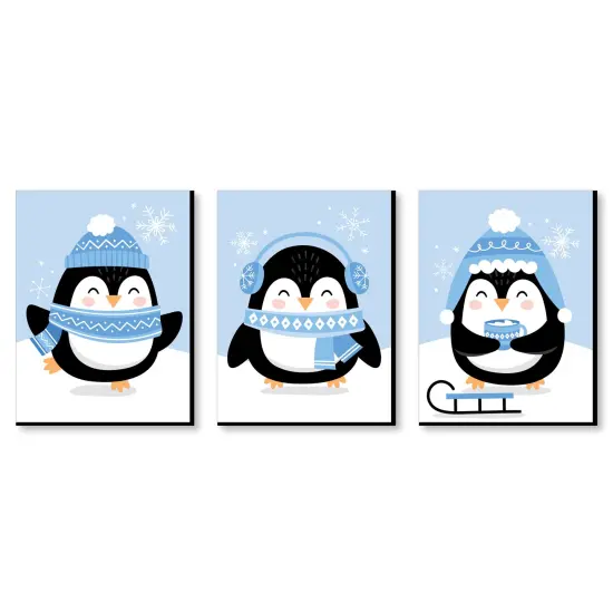 Big Dot of Happiness Winter Penguins - Holiday Nursery Wall Art and Christmas Home Decor - 7.5 x 10 inches - Set of 3 Prints {1}