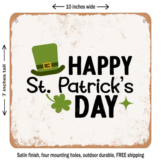 DECORATIVE METAL SIGN - Happy St Patrick's Day - 2 - Vintage Rusty Look {1}