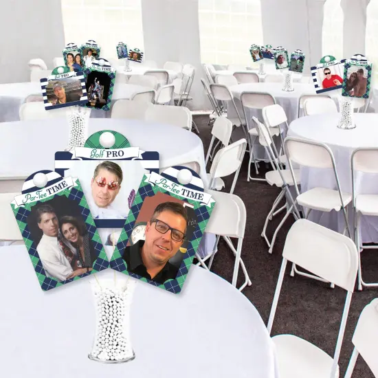 Big Dot of Happiness Par-Tee Time - Golf - Birthday or Retirement Party Picture Centerpiece Sticks - Photo Table Toppers - 15 Pieces {4}