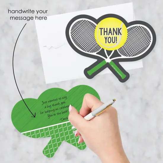 Big Dot of Happiness You Got Served - Tennis - Shaped Thank You Cards - Baby Shower or Birthday Party Thank You Note Cards with Envelopes - Set of 12 {3}