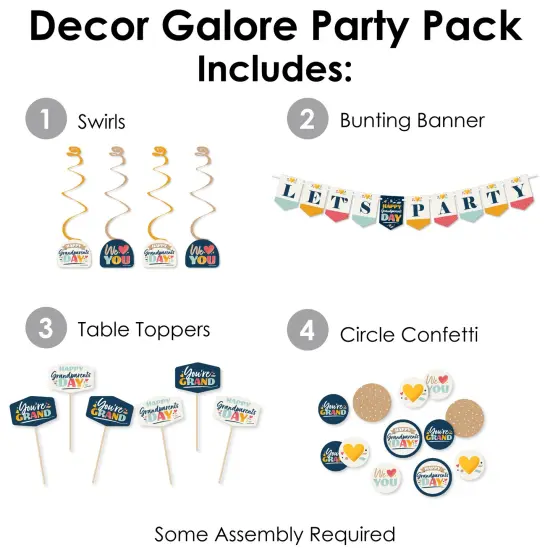 Big Dot of Happiness Happy Grandparents Day - Grandma & Grandpa Party Supplies Decoration Kit - Decor Galore Party Pack - 51 Pieces {3}