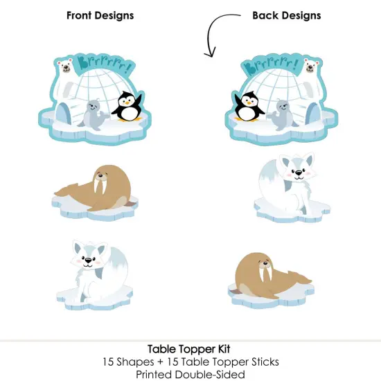 Big Dot of Happiness Arctic Polar Animals - Winter Baby Shower or Birthday Party Centerpiece Sticks - Table Toppers - Set of 15 {6}