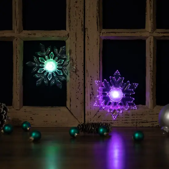 Northlight LED Lighted Icy Crystal Snowflake Christmas Window Decorations - 5.5" - Set of 2 Clear {1}