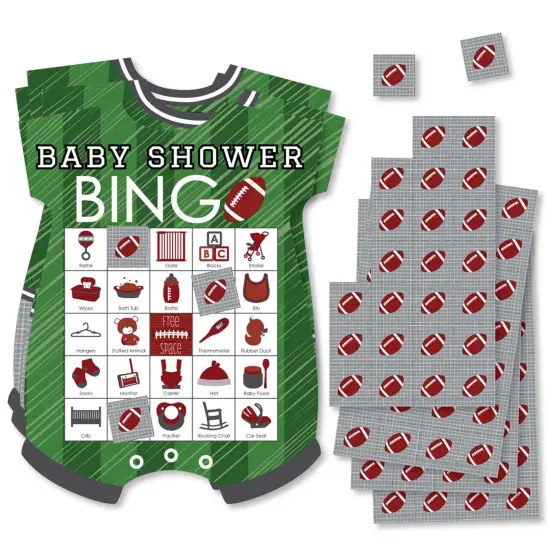 Big Dot of Happiness End Zone - Football - Picture Bingo Cards and Markers - Baby Shower Shaped Bingo Game - Set of 18 {1}