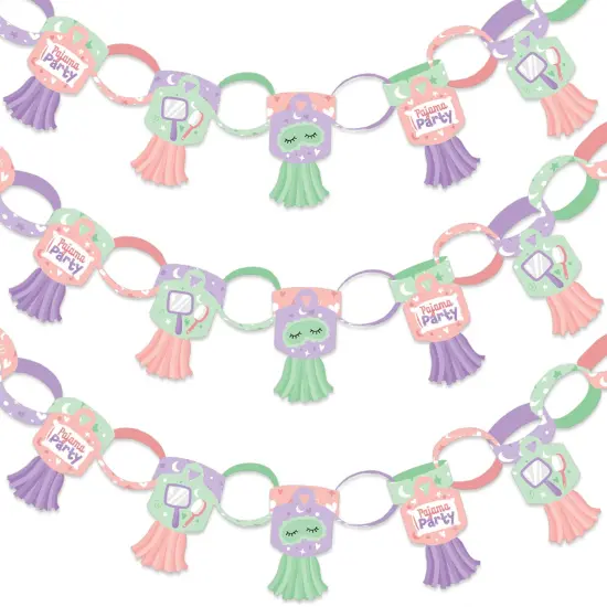 Big Dot of Happiness Pajama Slumber Party - 90 Chain Links and 30 Paper Tassels Decoration Kit Girls Sleepover Birthday Party Paper Chains Garland 21' {1}