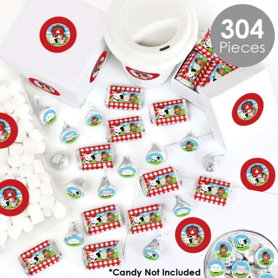 Big Dot of Happiness Farm Animals - Barnyard Party Candy Favor Sticker Kit - 304 Pieces {3}