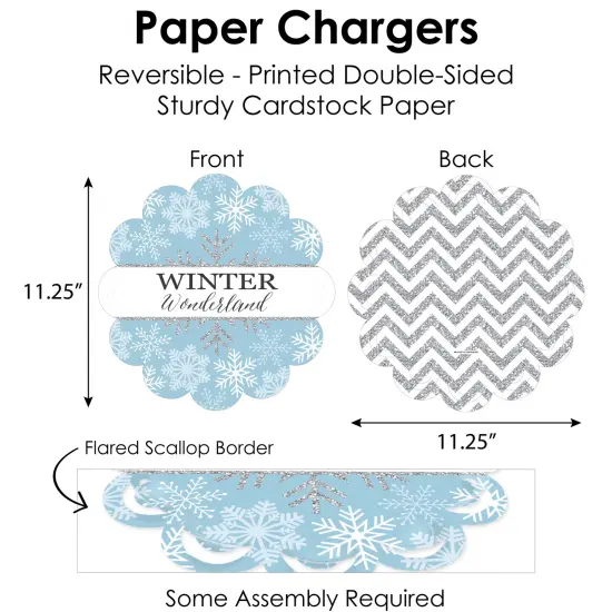 Big Dot of Happiness Winter Wonderland - Snowflake Holiday Party and Winter Wedding Paper Charger and Table Decorations Chargerific Kit for 8 {6}