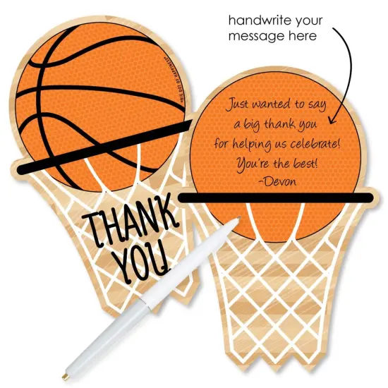 Big Dot of Happiness Nothin' but Net - Basketball - Shaped Thank You Cards - Baby Shower or Birthday Party Thank You Cards with Envelopes - Set of 12 {3}
