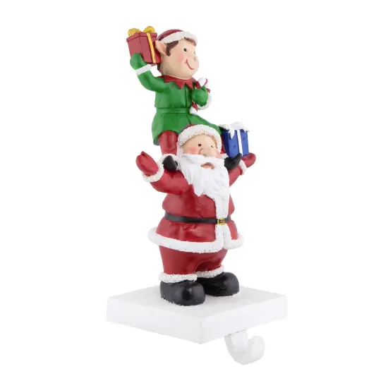 Northlight 8.75" Santa and Elf Christmas Stocking Holder Red {6}