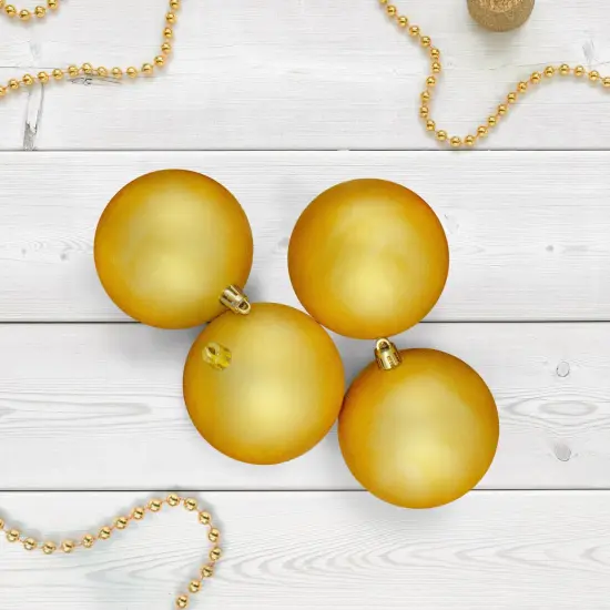 Northlight Shatterproof Matte Christmas Ball Ornaments 3.25" (80mm) - Vegas Gold - 32ct {3}