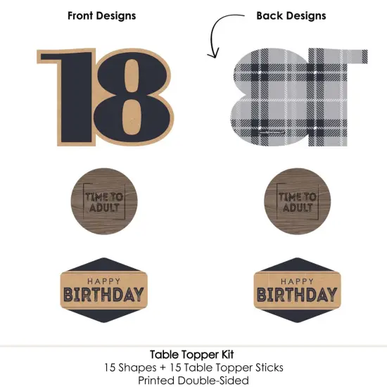 Big Dot of Happiness 18th Milestone Birthday - Birthday Party Centerpiece Sticks - Table Toppers - Set of 15 {6}