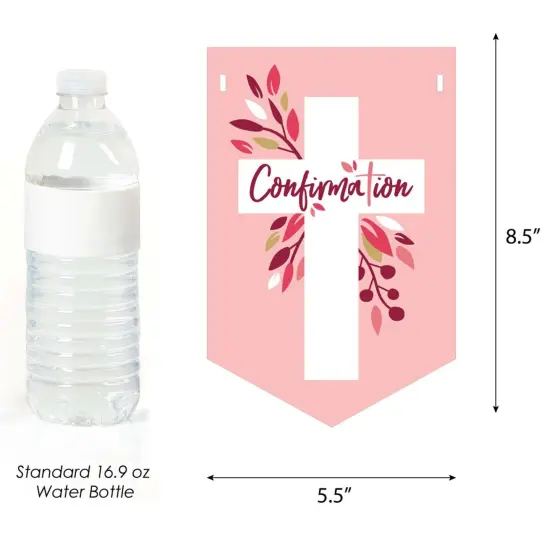 Big Dot of Happiness Confirmation Pink Elegant Cross - Girl Religious Party Bunting Banner - Party Decorations - God Bless Your Confirmation {3}