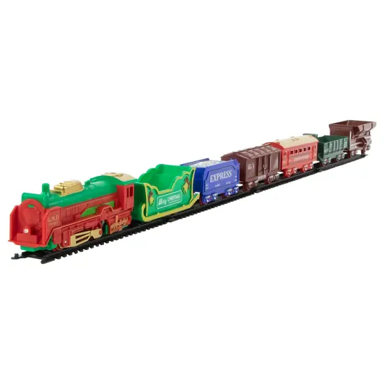 Northlight 23 Pc Battery Operated Lighted and Animated Classic Christmas Train Set with Oval Track Red {3}