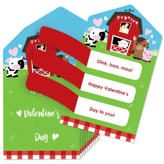 Big Dot of Happiness Farm Animals - Barnyard Cards for Kids - Happy Valentine's Day Pull Tabs - Set of 12 {1}