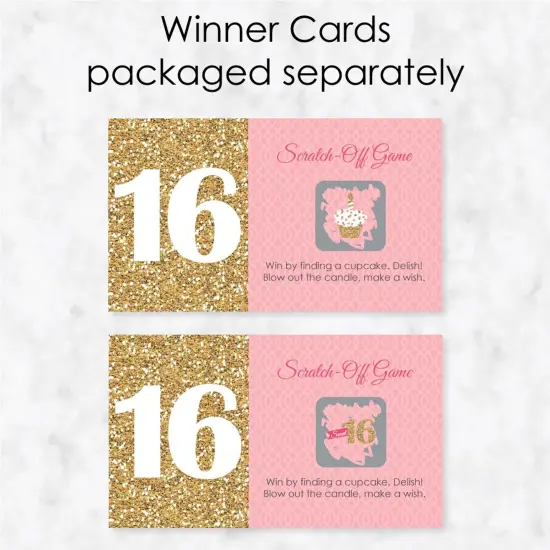 Big Dot of Happiness Sweet 16 - 16th Birthday Party Game Scratch Off Cards - 22 Count {4}