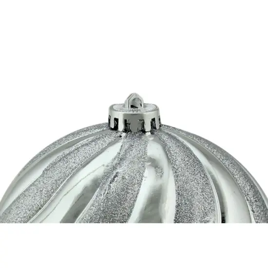Northlight Shatterproof Swirl Christmas Ball Ornament - 5.5" (140mm) - Silver {3}