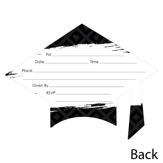 Big Dot of Happiness Black and White Graduation Party Invitations - Shaped Fill-in Invite Cards with Envelopes - Set of 12 {4}