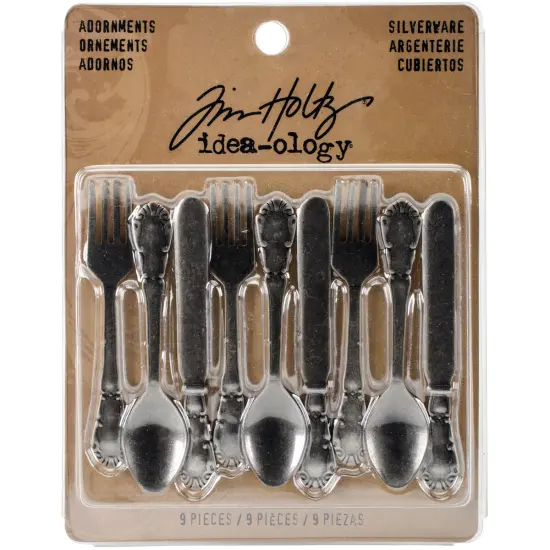 Idea-Ology Metal Adornments 2.5" 9/Pkg-Antique Nickel Silverware {1}