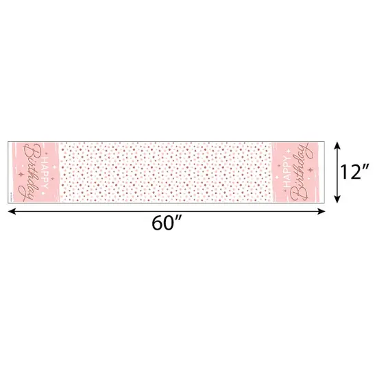 Big Dot of Happiness Pink Rose Gold Birthday - Petite Happy Birthday Party Paper Table Runner - 12 x 60 inches {4}