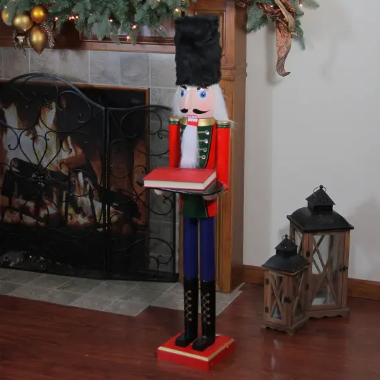 Northlight 48.25" Red and Black Christmas Butler Nutcracker with Tray {3}