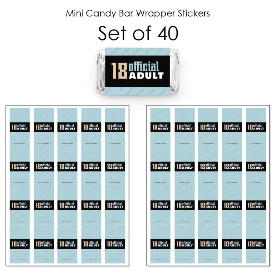 Big Dot of Happiness Boy 18th Birthday - Mini Candy Bar Wrapper Stickers - Eighteenth Birthday Party Small Favors - 40 Count {4}