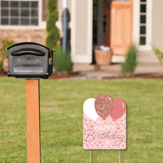 Big Dot of Happiness Pink Rose Gold Birthday - Outdoor Lawn Sign - Happy Birthday Party Yard Sign - 1 Piece {3}