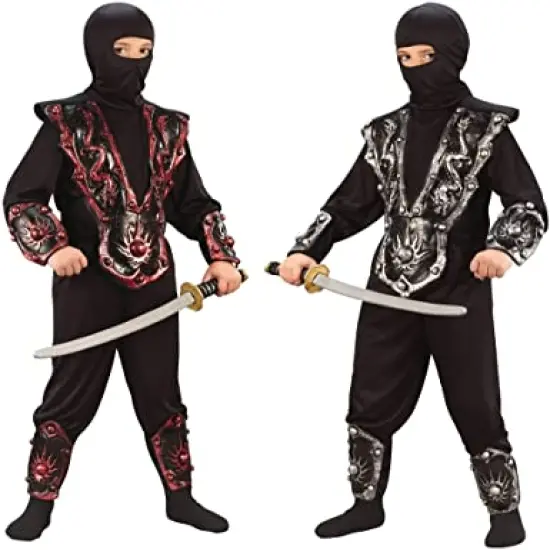 Fun World Boys Red and Black Ninja Fighter Halloween Costume - Medium {1}