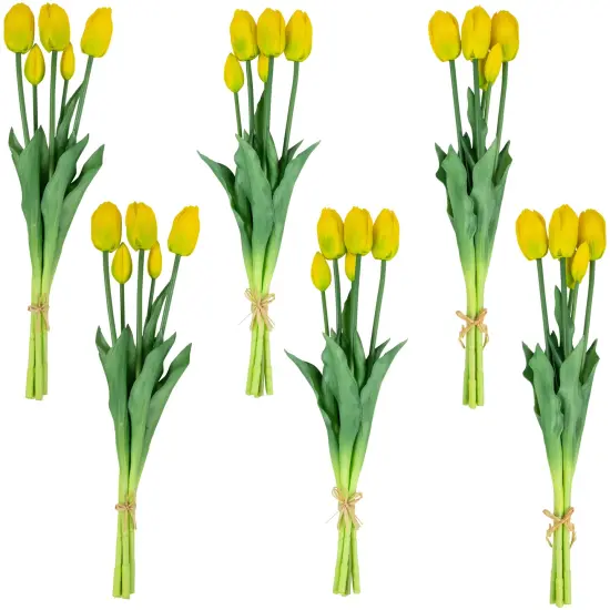 Northlight Real Touch&trade; Yellow Artificial Tulip Floral Bundles, Set of 6 - 18" {1}