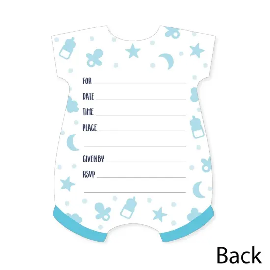 Big Dot of Happiness It's a Boy - Shaped Fill-in Invitations - Blue Baby Shower Invitation Cards with Envelopes - Set of 12 {6}