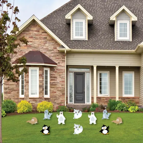 Big Dot of Happiness Arctic Polar Animals - Polar Bear Seal Penguin Walrus & Fox Lawn Decor - Outdoor Baby Shower or Birthday Party Yard Decor - 10 Pc {3}