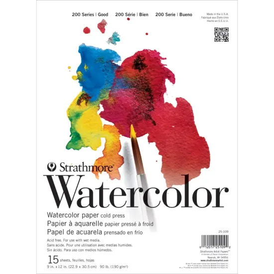 Strathmore Watercolor Paper Pad 11"X15"-90lb Student Grade 15 Sheets {1}