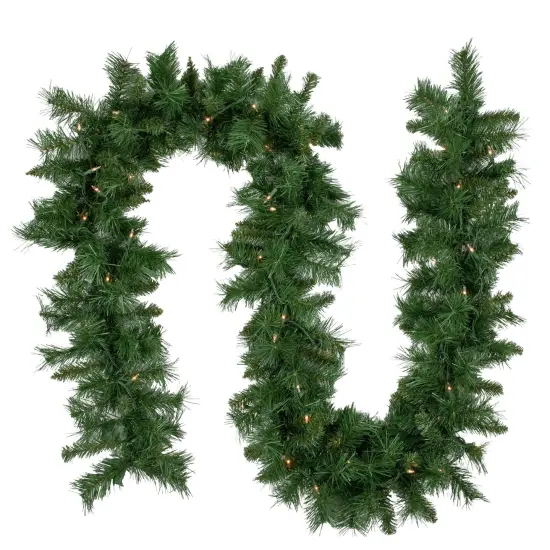 Northlight Pre-Lit Chatham Pine Artificial Christmas Garland - 9' x 10" - Clear Lights Green {1}