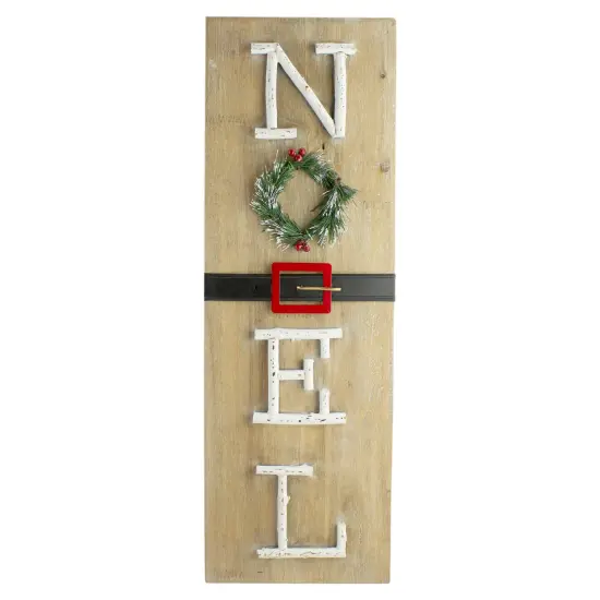Northlight 23.75" Vertical Beige Wooden Noel Christmas Sign with Santa's Belt {1}